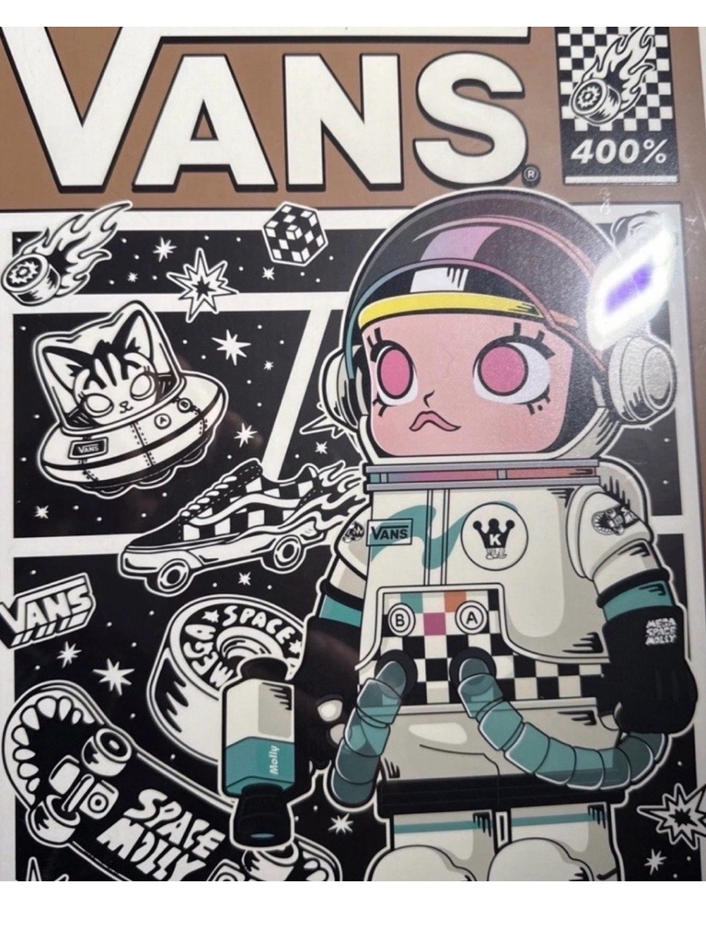 Mega Space Molly “Vans” 400% - Pink & Teal and cream. Super cute! Sealed.